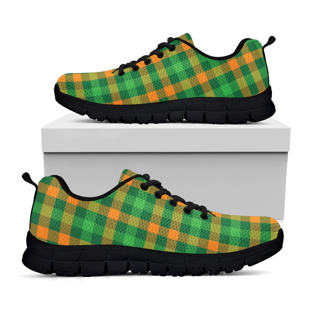 St. Patrick's Day Buffalo Check Print Black Sneakers