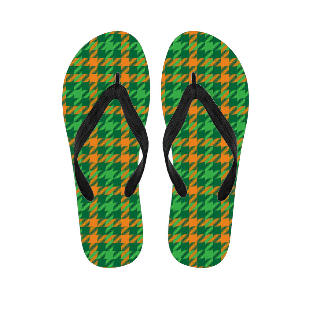 St. Patrick's Day Buffalo Check Print Flip Flops