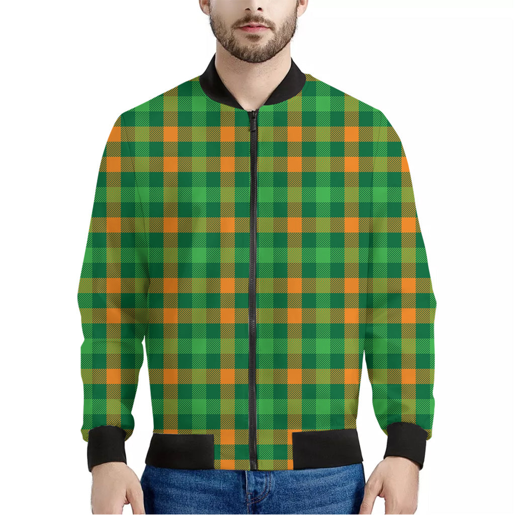 St. Patrick's Day Buffalo Check Print Men's Bomber Jacket