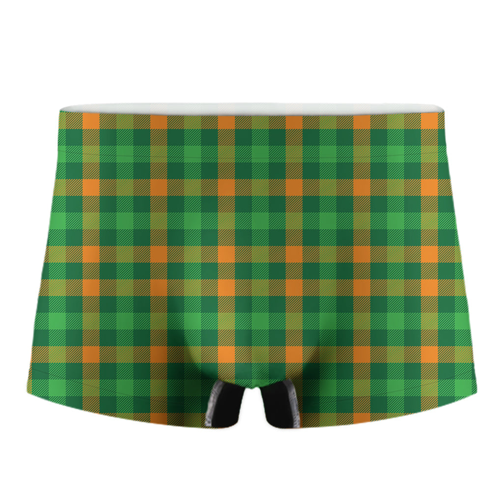 St. Patrick's Day Buffalo Check Print Men's Boxer Briefs