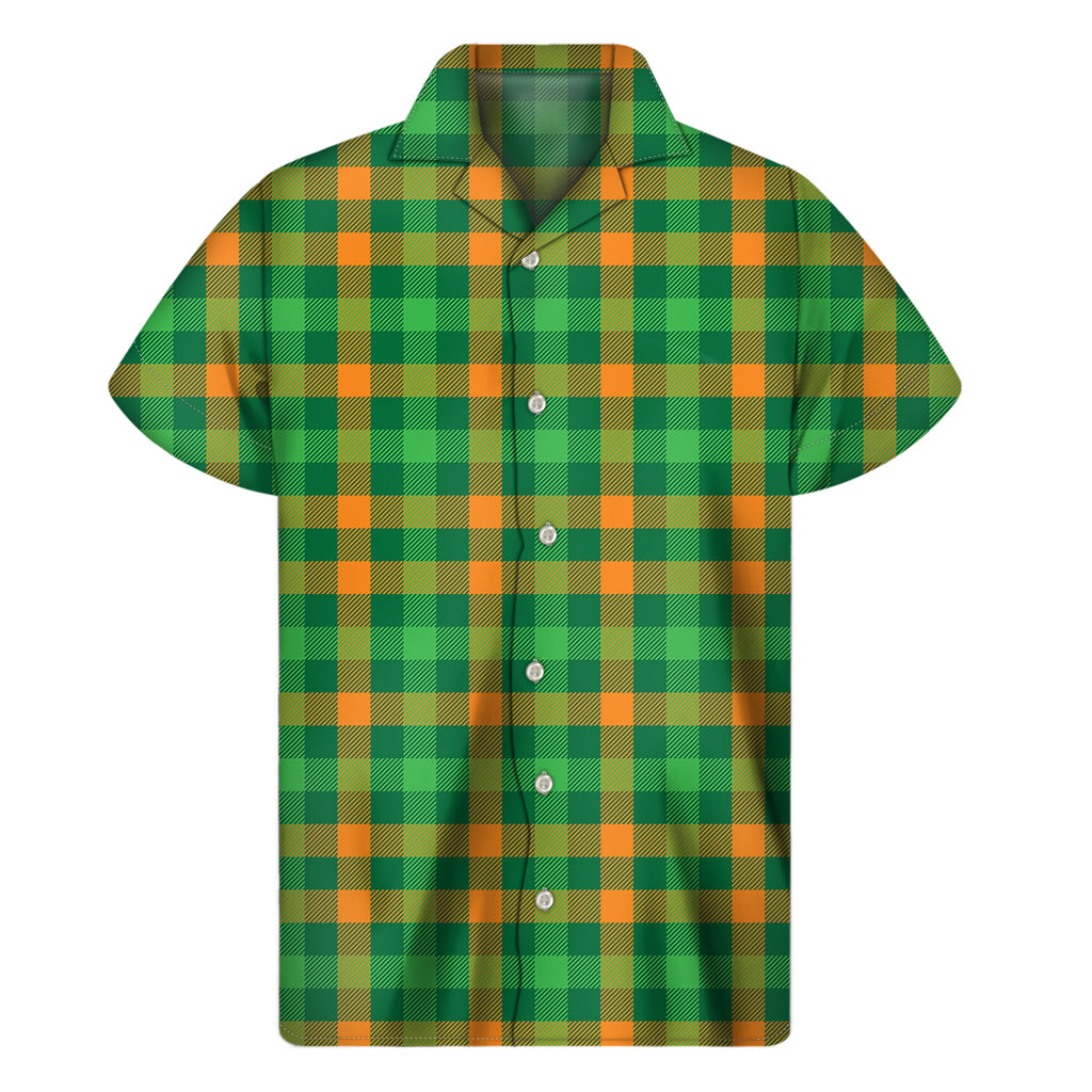 St. Patrick's Day Buffalo Check Print Men's Short Sleeve Shirt