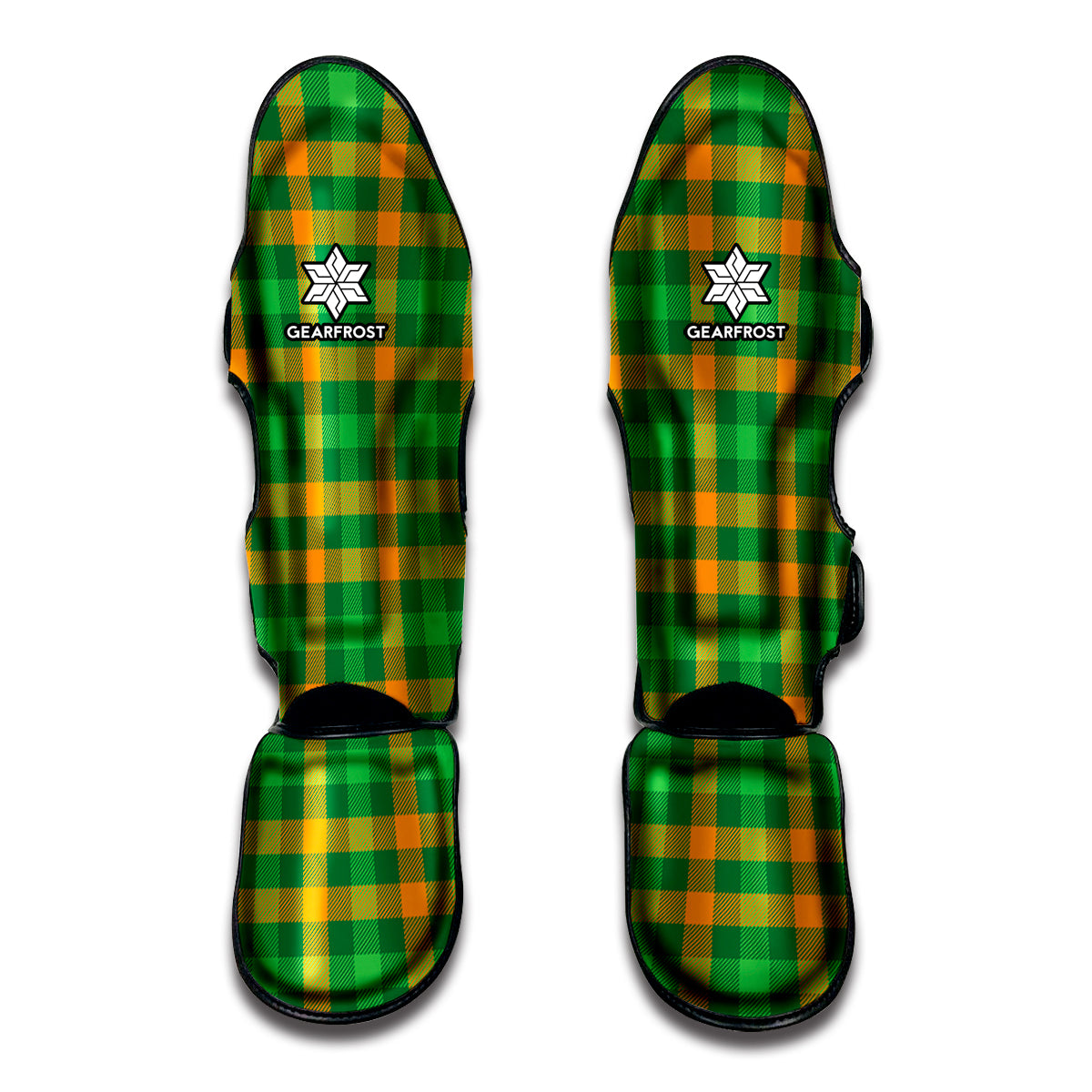 St. Patrick's Day Buffalo Check Print Muay Thai Shin Guards