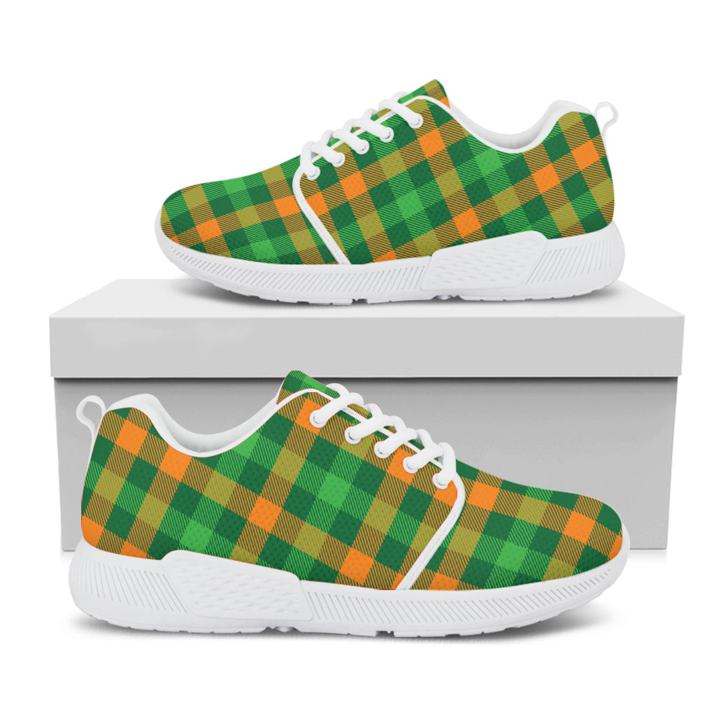 St. Patrick's Day Buffalo Check Print White Athletic Shoes