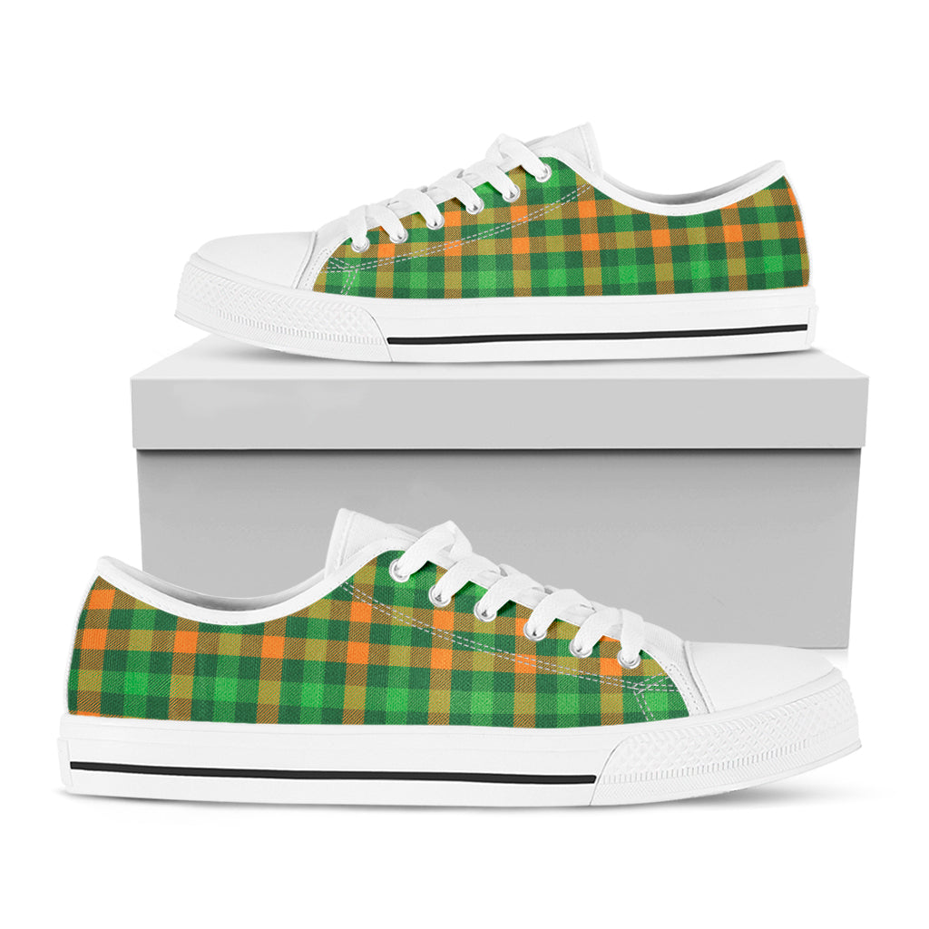 St. Patrick's Day Buffalo Check Print White Low Top Shoes