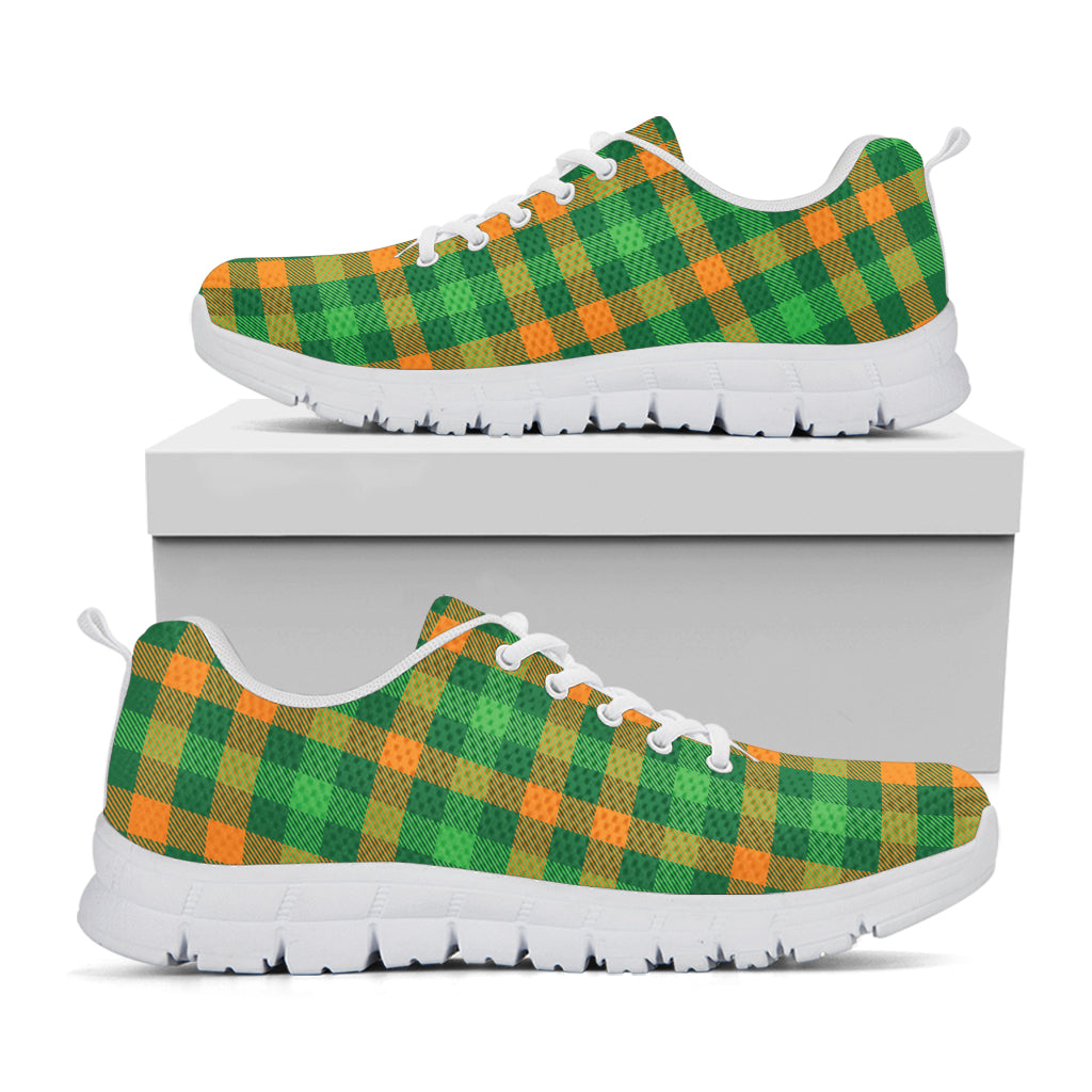 St. Patrick's Day Buffalo Check Print White Sneakers