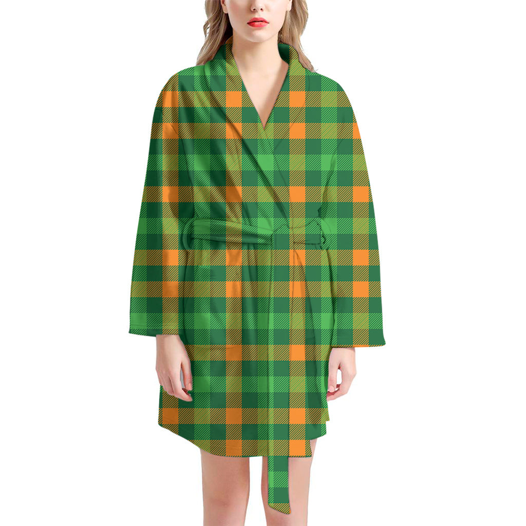 St. Patrick's Day Buffalo Check Print Women's Bathrobe