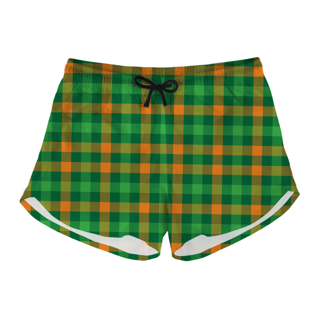 St. Patrick's Day Buffalo Check Print Women's Shorts