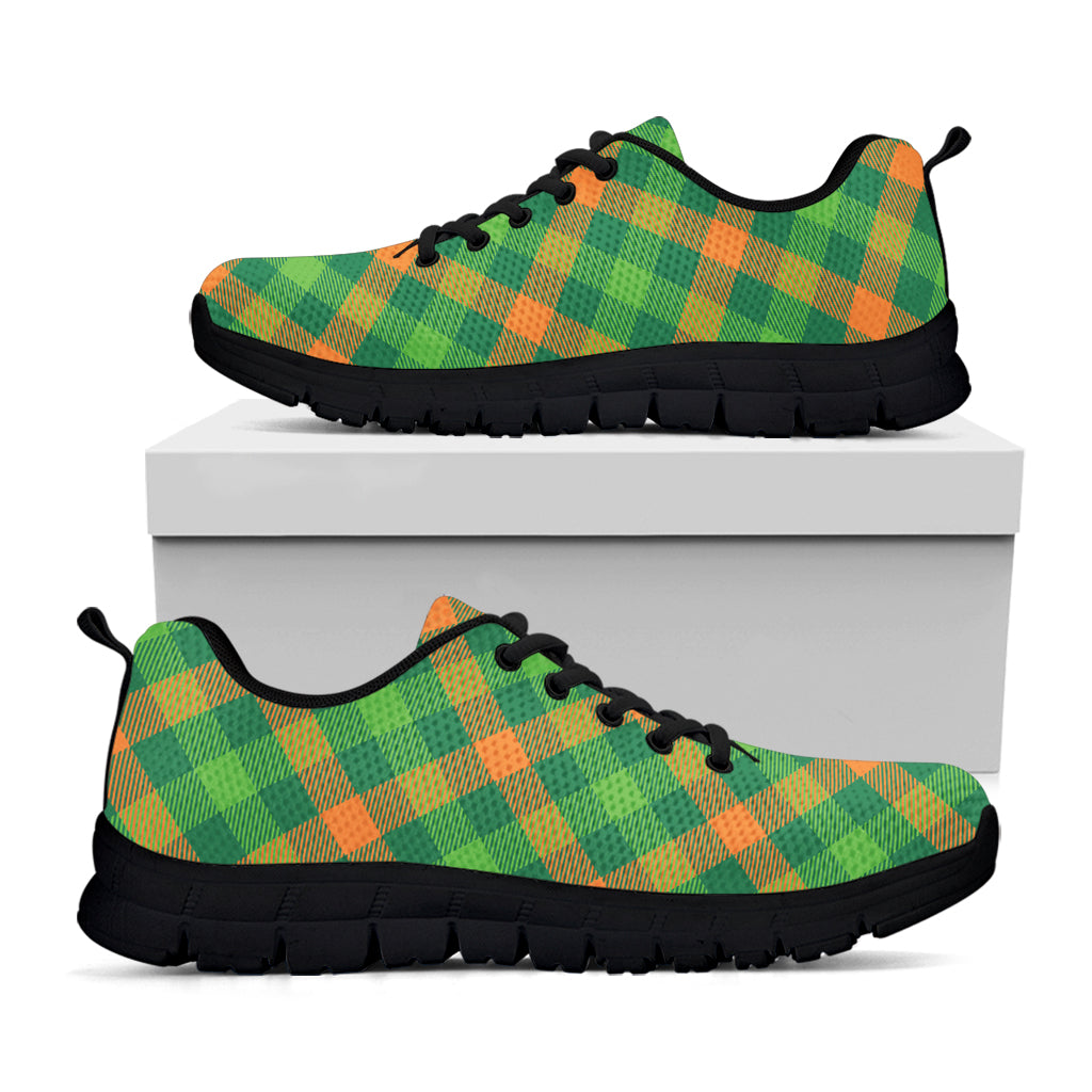 St. Patrick's Day Buffalo Pattern Print Black Sneakers