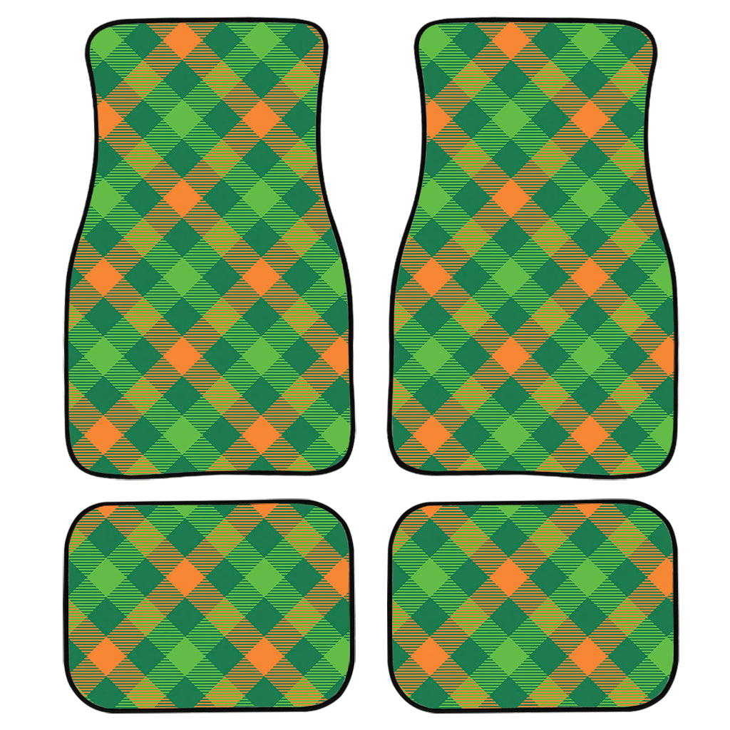 St. Patrick's Day Buffalo Pattern Print Front and Back Car Floor Mats