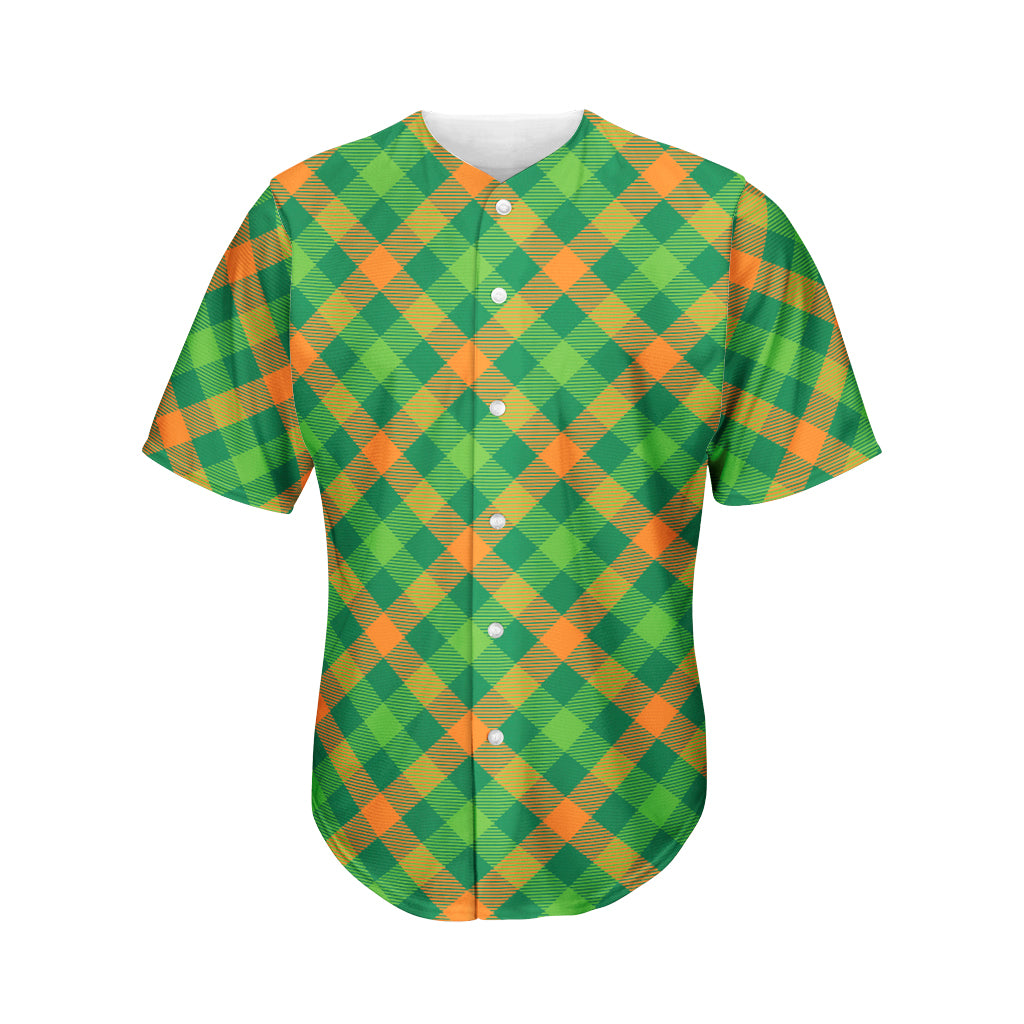 St. Patrick's Day Buffalo Pattern Print Men's Baseball Jersey