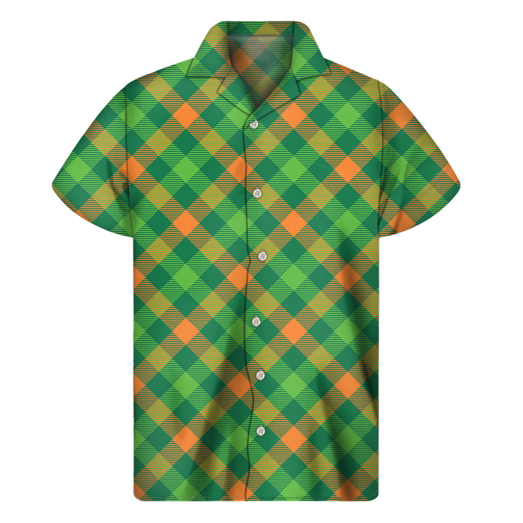 St. Patrick's Day Buffalo Pattern Print Men's Short Sleeve Shirt