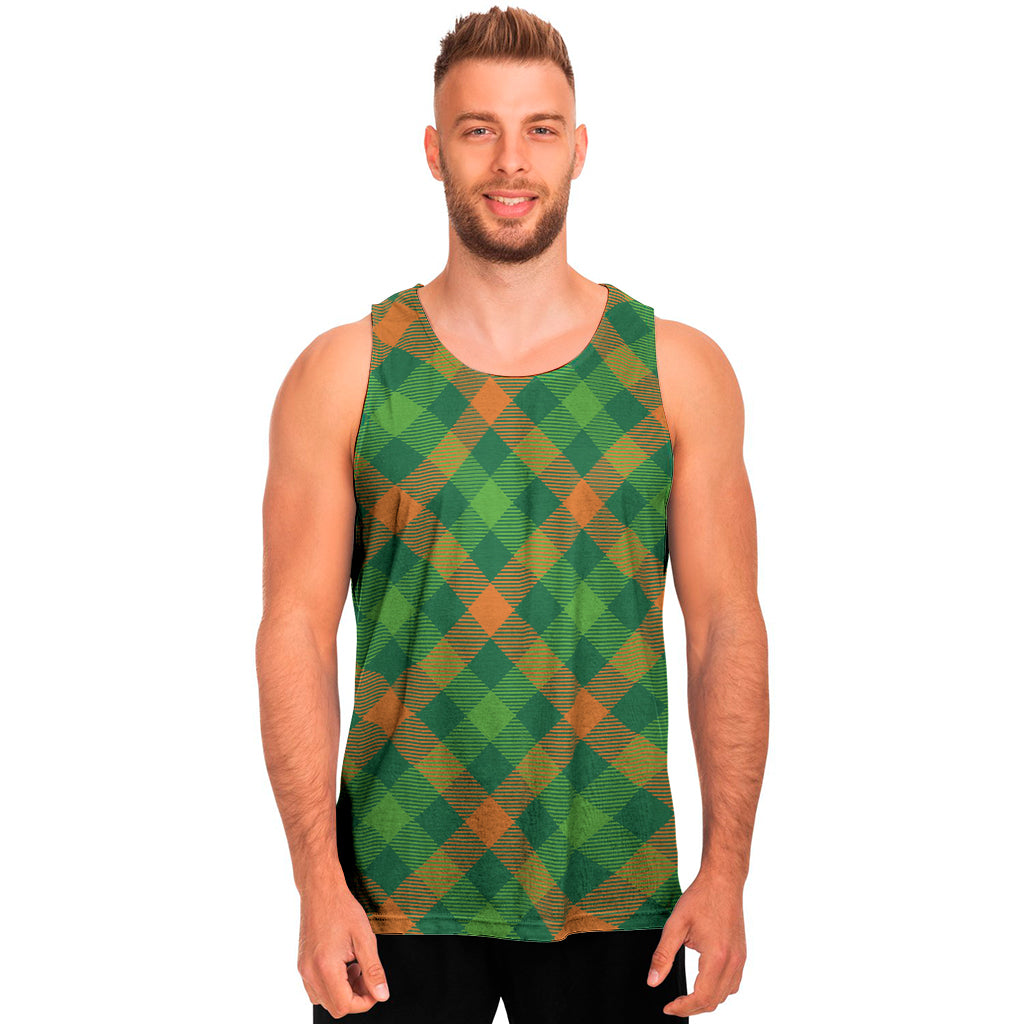 St. Patrick's Day Buffalo Pattern Print Men's Tank Top