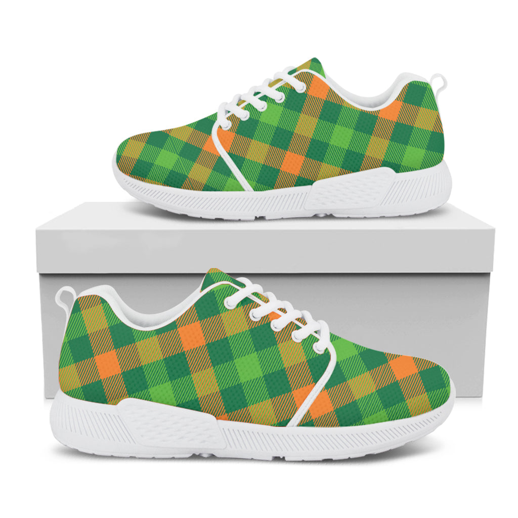 St. Patrick's Day Buffalo Pattern Print White Athletic Shoes