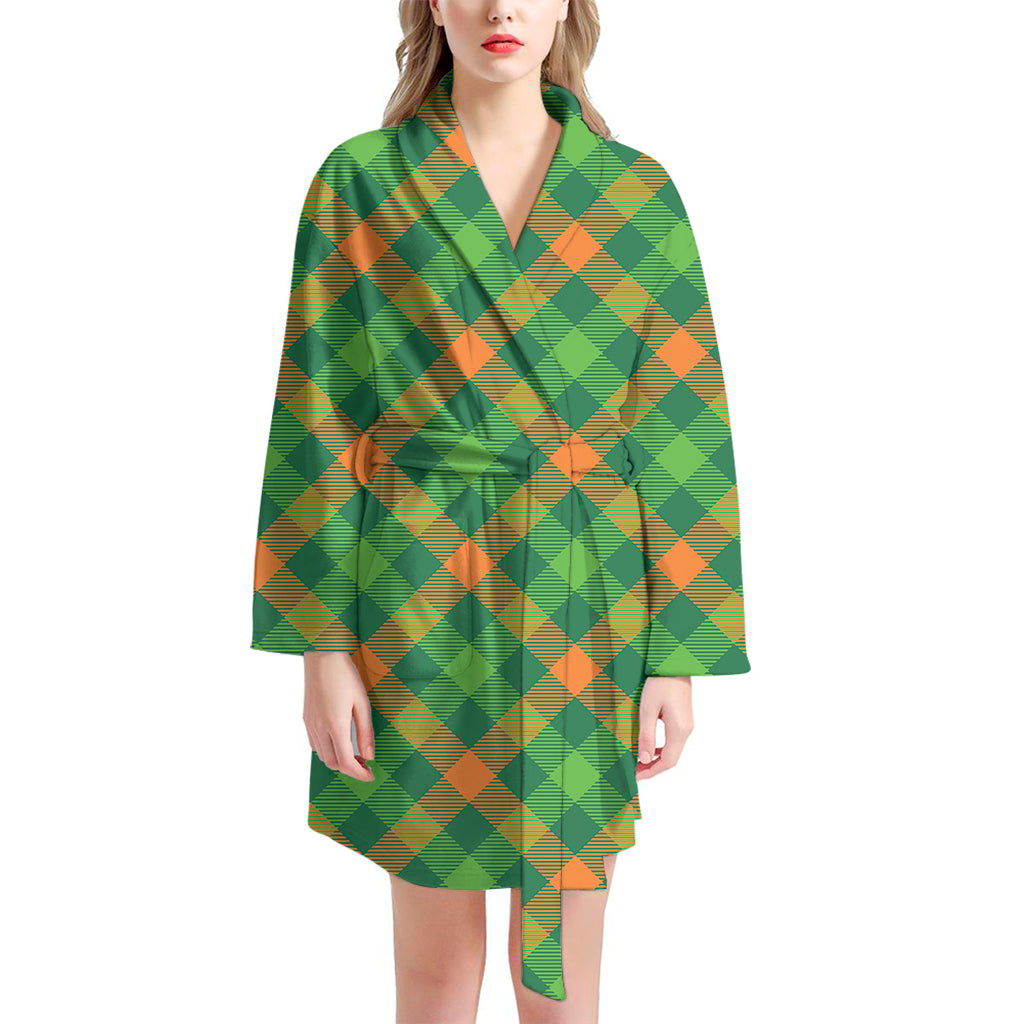 St. Patrick's Day Buffalo Pattern Print Women's Bathrobe