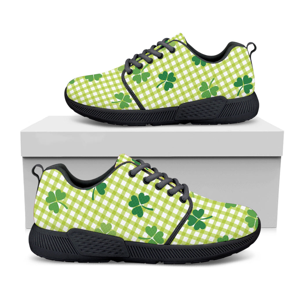 St. Patrick's Day Buffalo Plaid Print Black Athletic Shoes