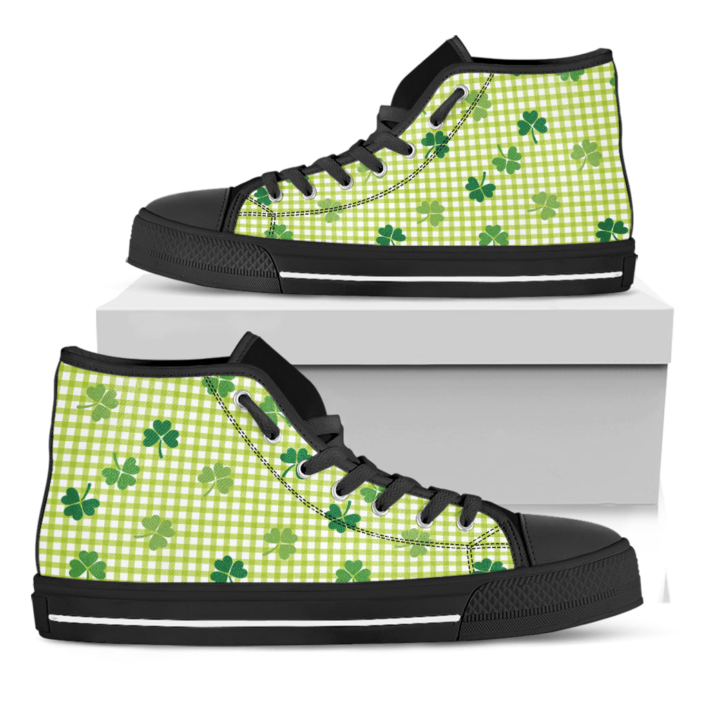 St. Patrick's Day Buffalo Plaid Print Black High Top Shoes