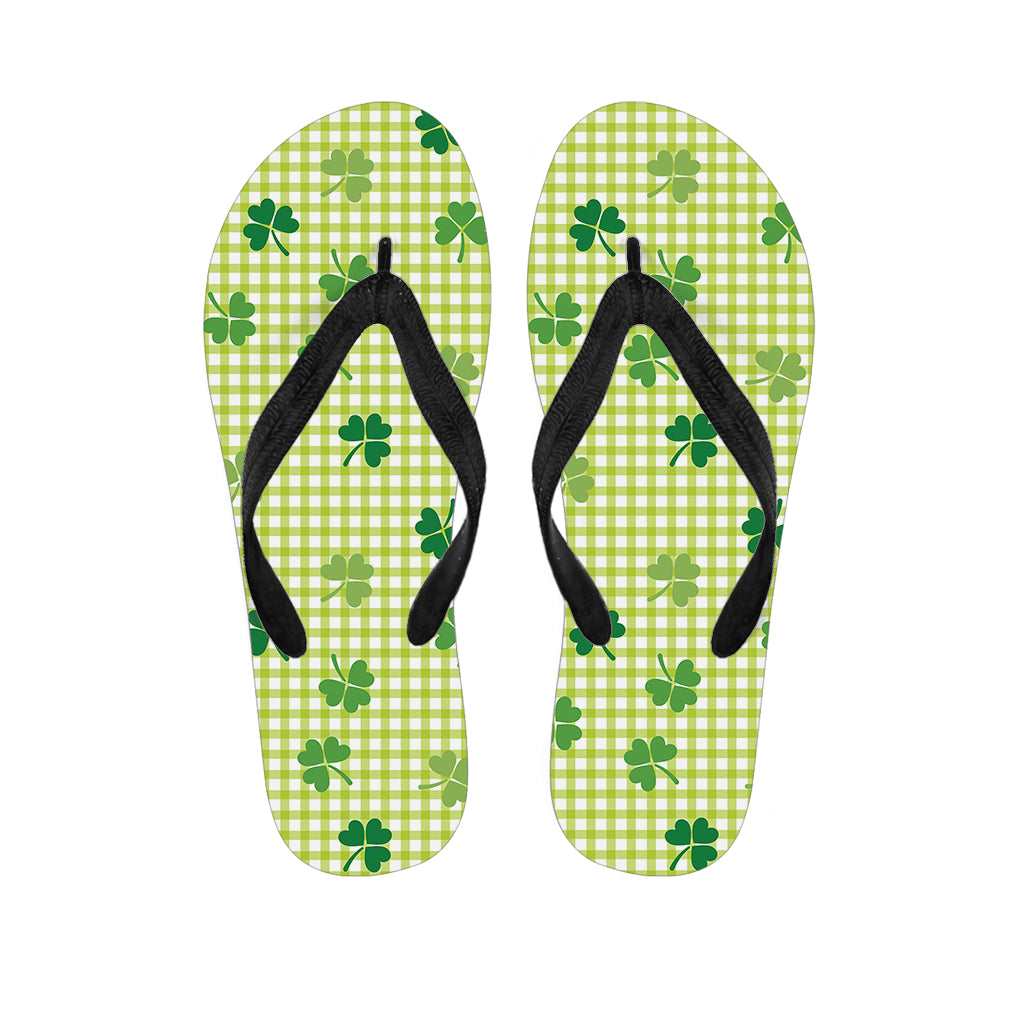 St. Patrick's Day Buffalo Plaid Print Flip Flops