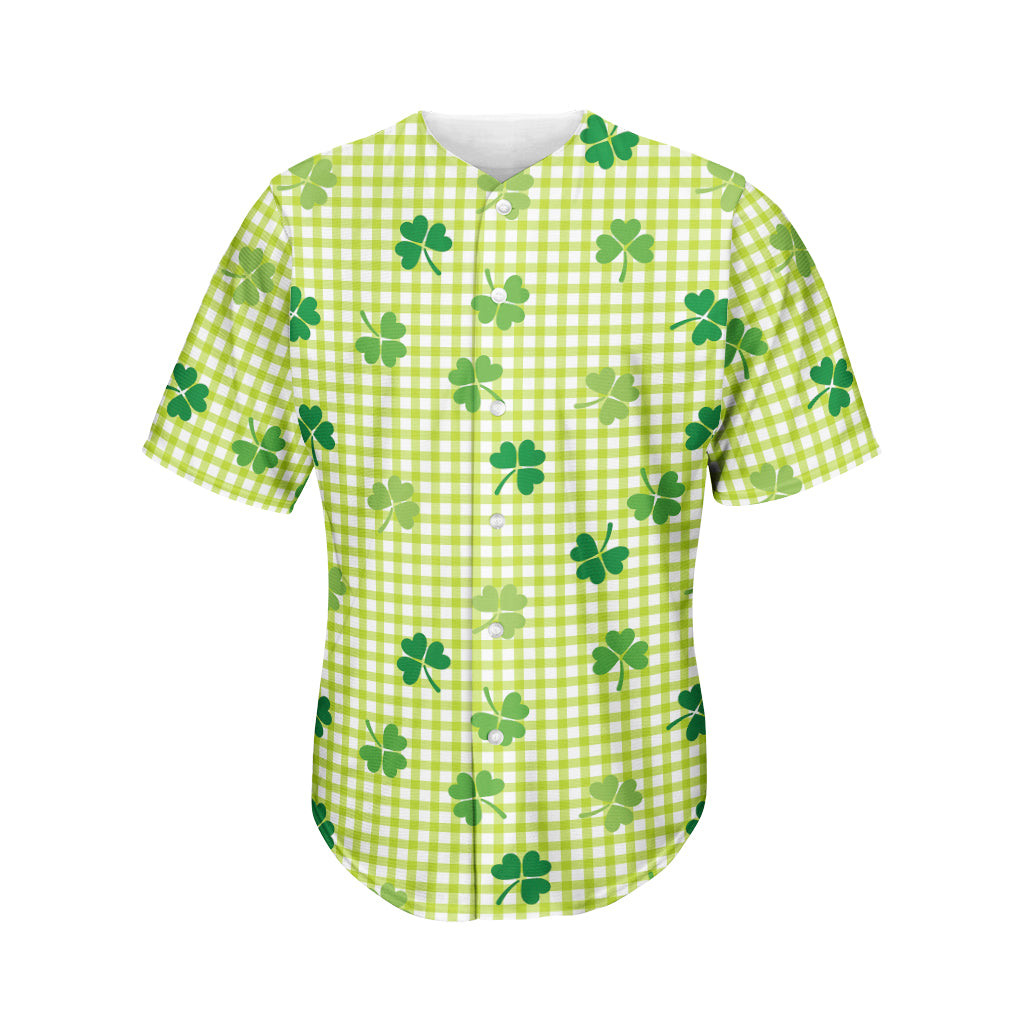 St. Patrick's Day Buffalo Plaid Print Men's Baseball Jersey