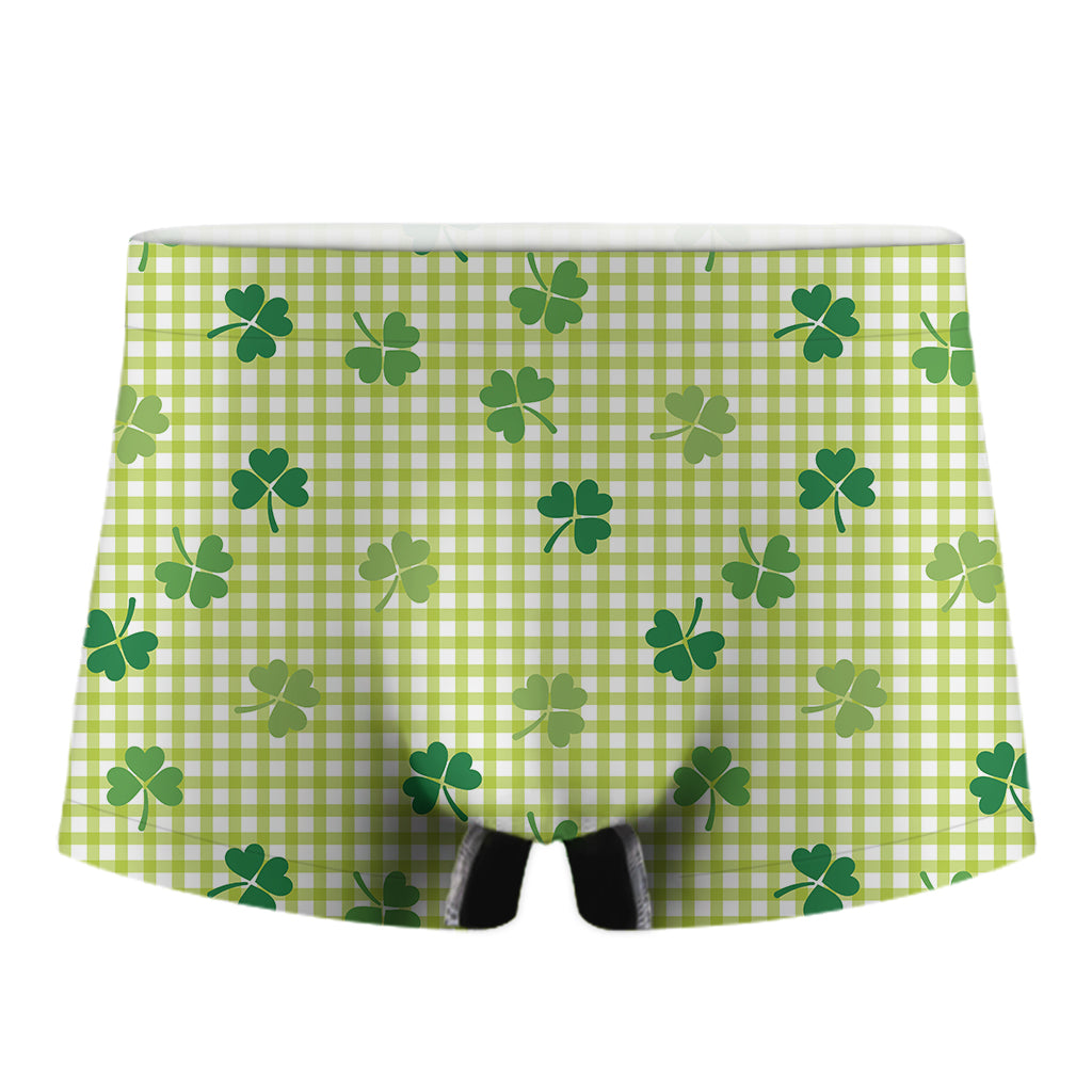 St. Patrick's Day Buffalo Plaid Print Men's Boxer Briefs