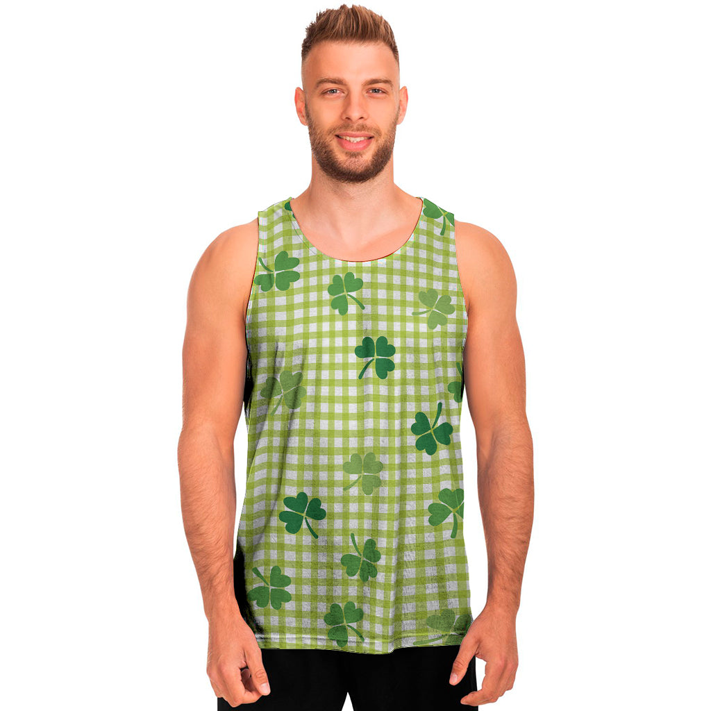 St. Patrick's Day Buffalo Plaid Print Men's Tank Top