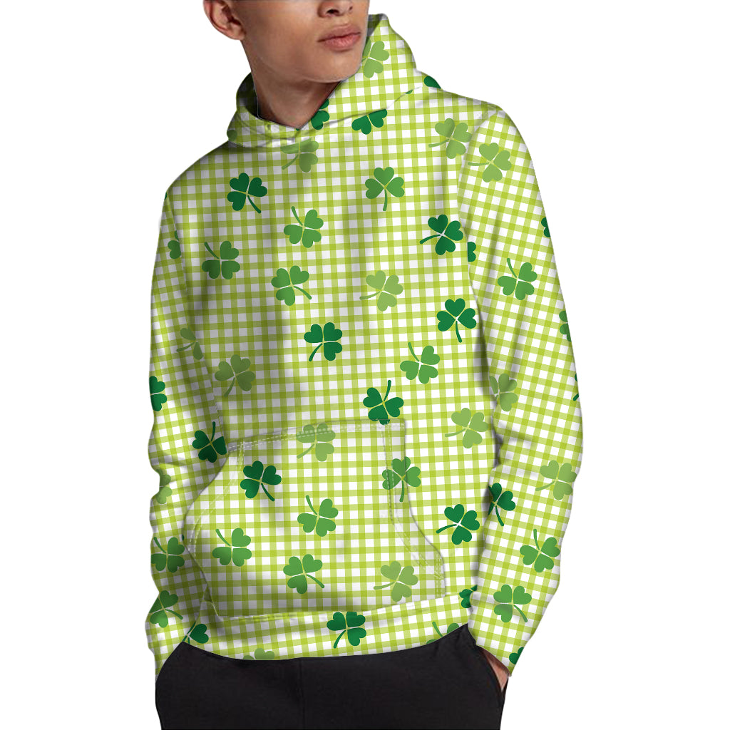 St. Patrick's Day Buffalo Plaid Print Pullover Hoodie