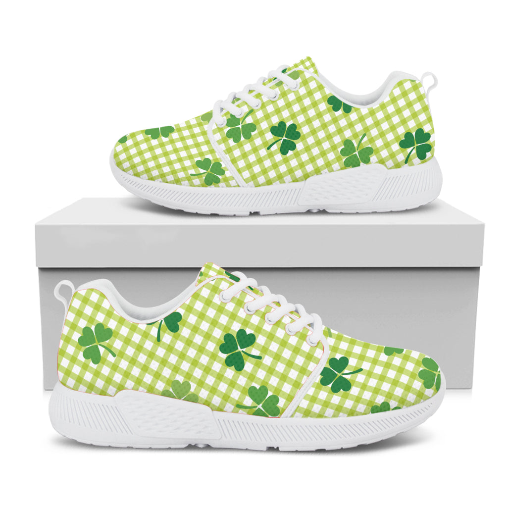 St. Patrick's Day Buffalo Plaid Print White Athletic Shoes