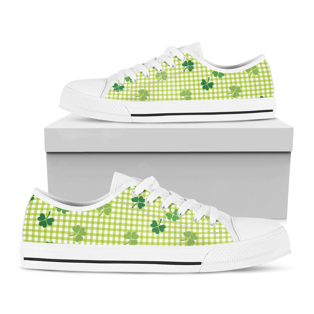 St. Patrick's Day Buffalo Plaid Print White Low Top Shoes