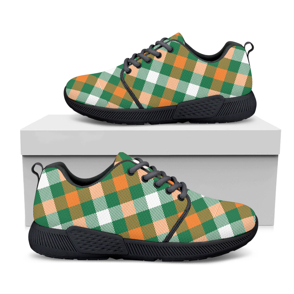 St. Patrick's Day Plaid Pattern Print Black Athletic Shoes