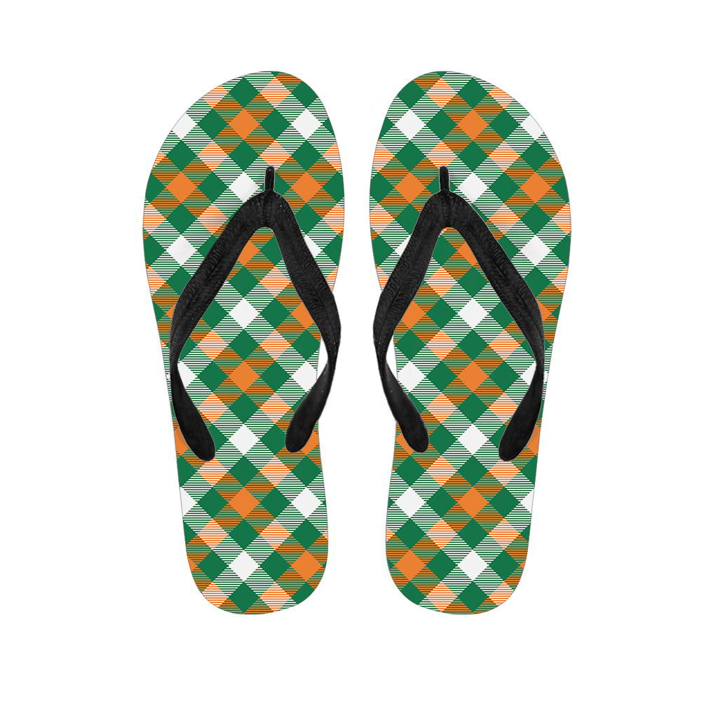 St. Patrick's Day Plaid Pattern Print Flip Flops