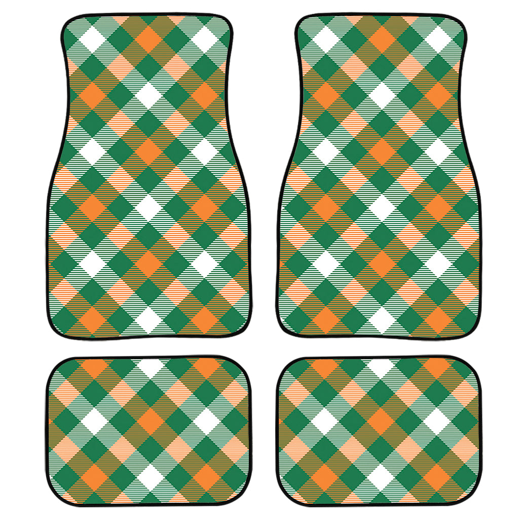 St. Patrick's Day Plaid Pattern Print Front and Back Car Floor Mats