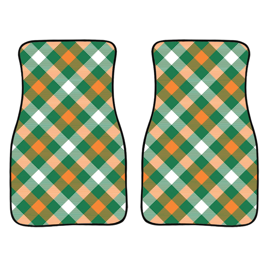 St. Patrick's Day Plaid Pattern Print Front Car Floor Mats