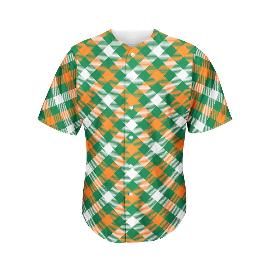 St. Patrick's Day Plaid Pattern Print Men's Baseball Jersey