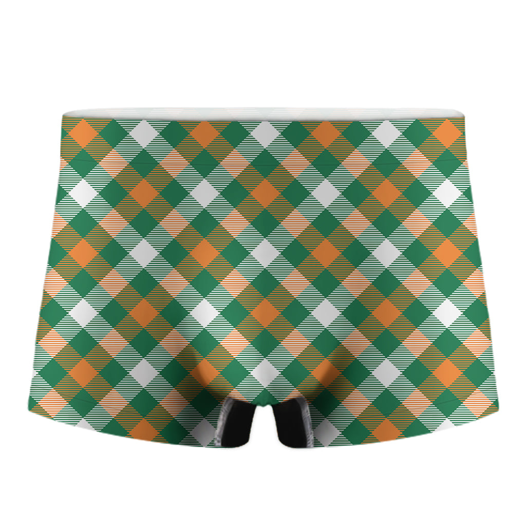 St. Patrick's Day Plaid Pattern Print Men's Boxer Briefs