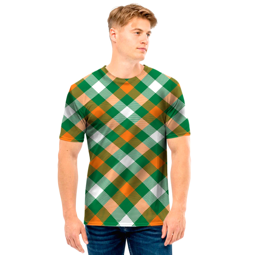 St. Patrick's Day Plaid Pattern Print Men's T-Shirt