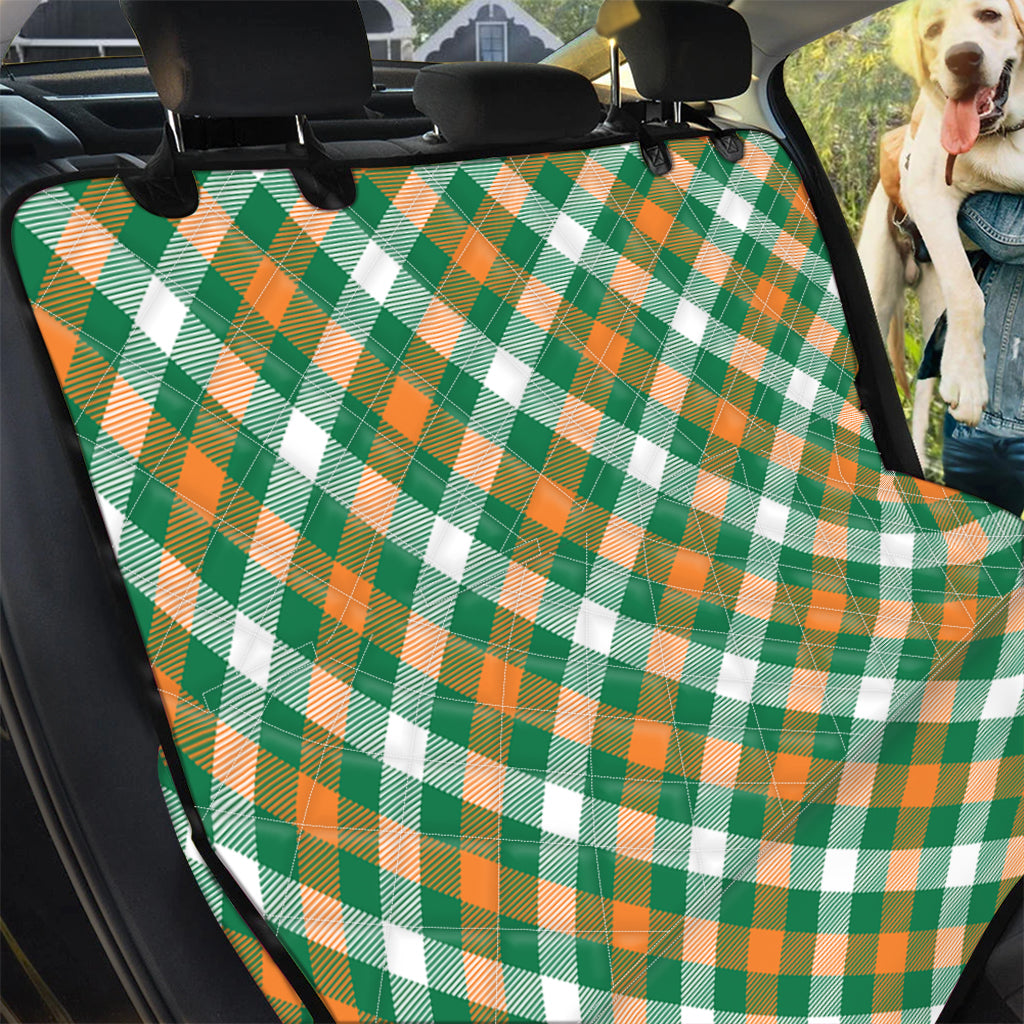 St. Patrick's Day Plaid Pattern Print Pet Car Back Seat Cover