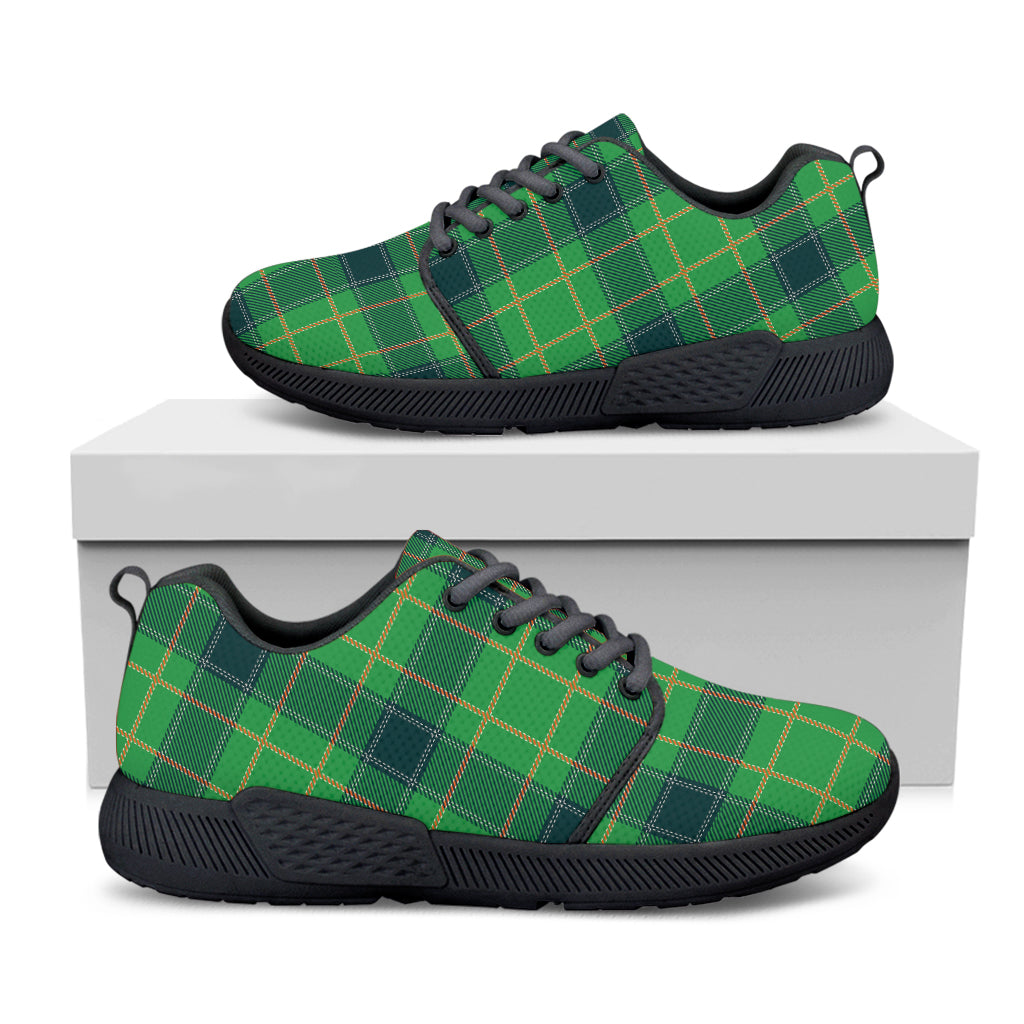 St. Patrick's Day Scottish Plaid Print Black Athletic Shoes