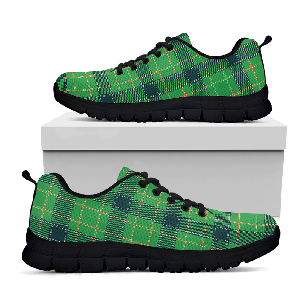 St. Patrick's Day Scottish Plaid Print Black Sneakers