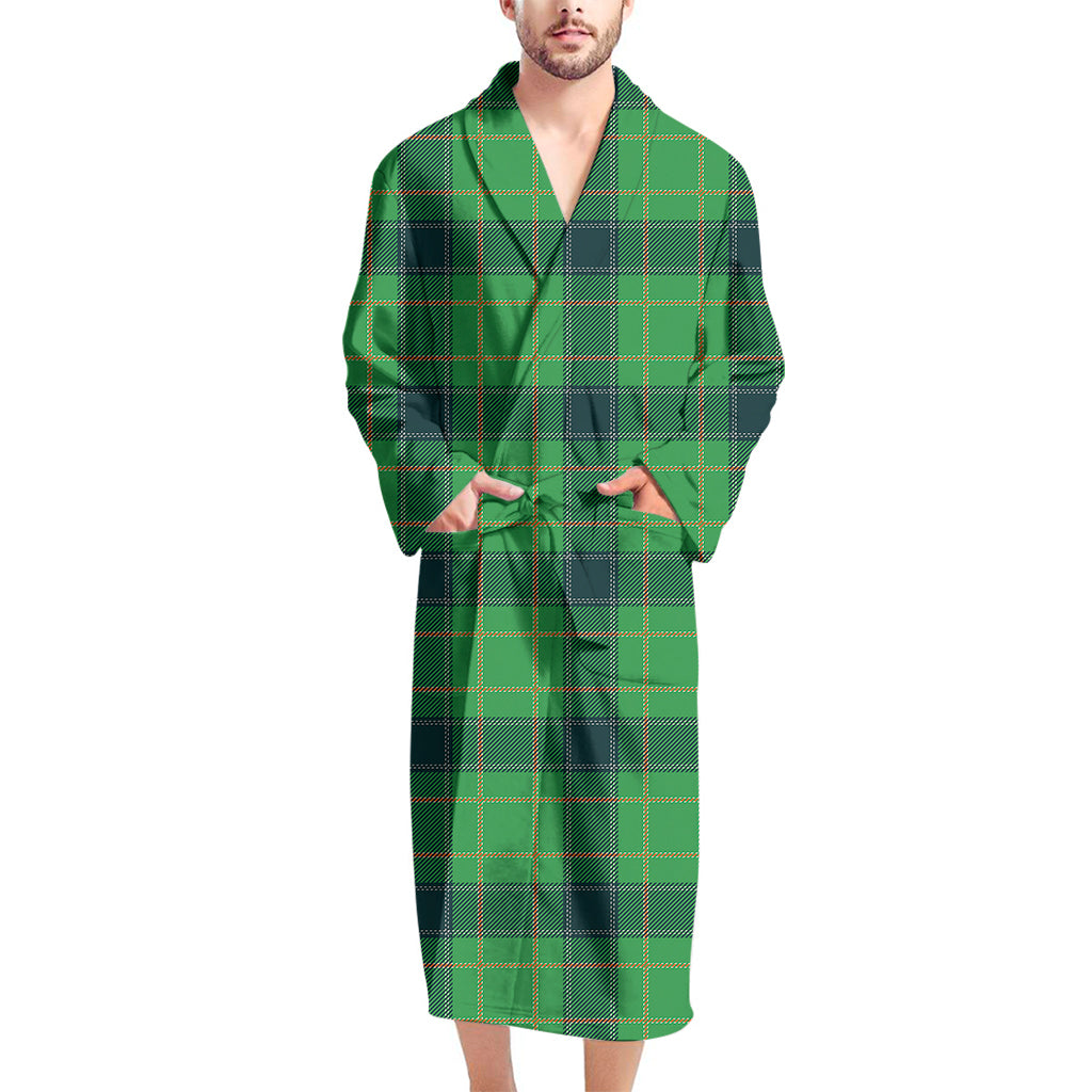 St. Patrick's Day Scottish Plaid Print Men's Bathrobe