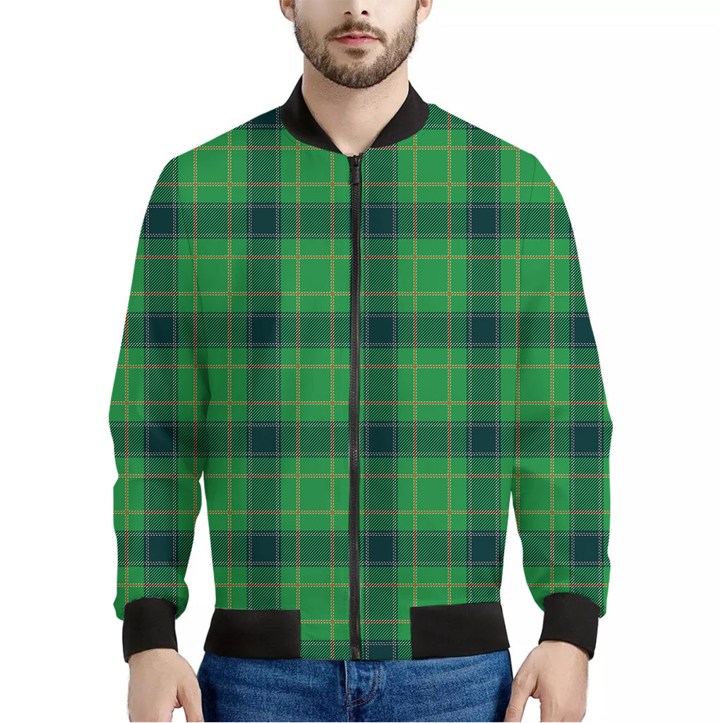 St. Patrick's Day Scottish Plaid Print Men's Bomber Jacket