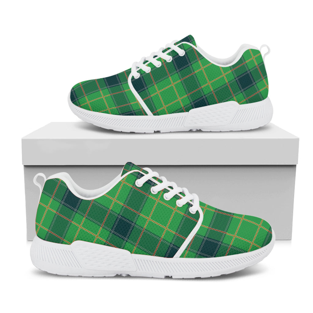 St. Patrick's Day Scottish Plaid Print White Athletic Shoes