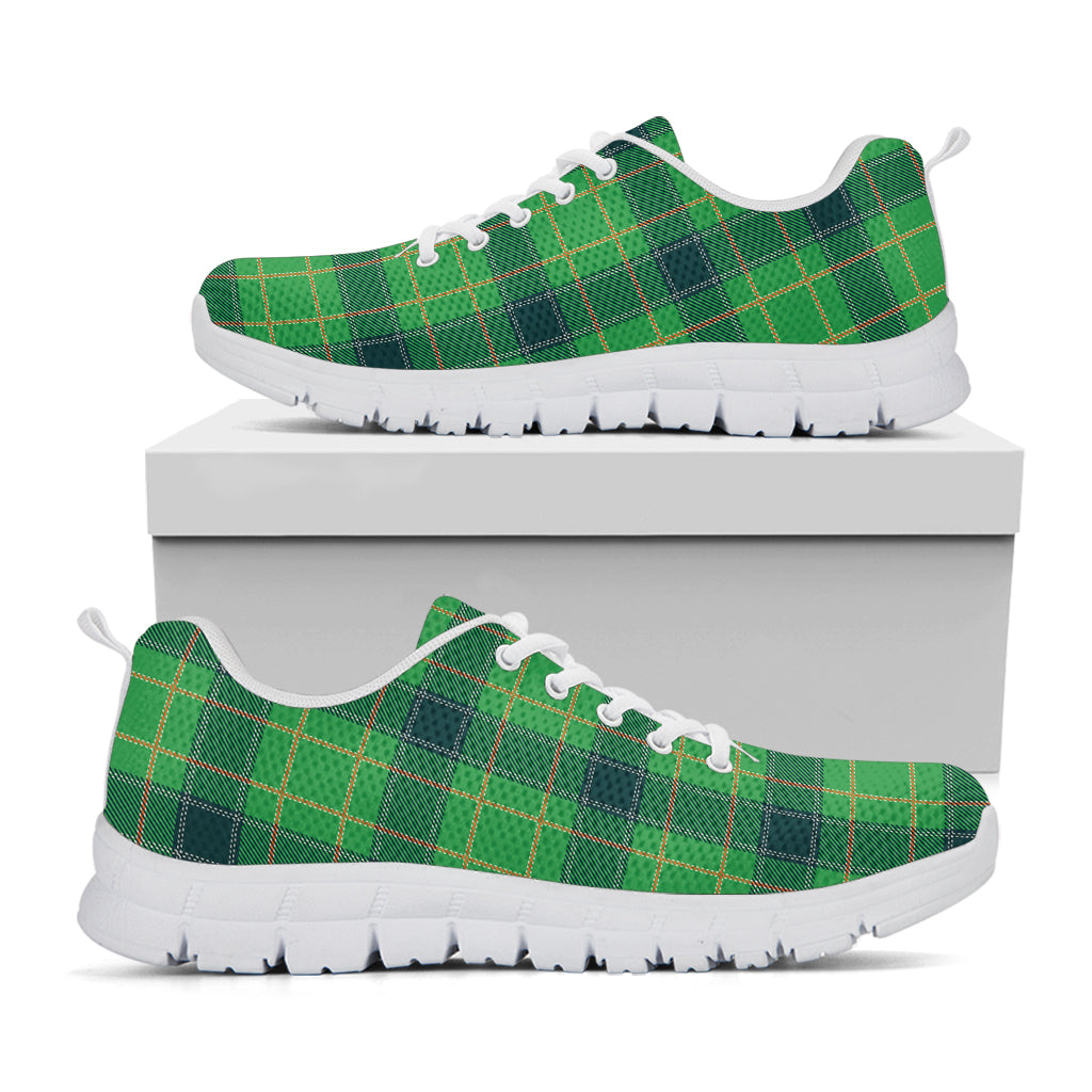 St. Patrick's Day Scottish Plaid Print White Sneakers