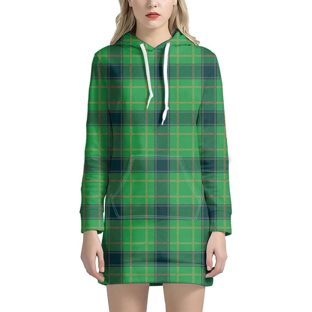 St. Patrick's Day Scottish Plaid Print Women's Pullover Hoodie Dress