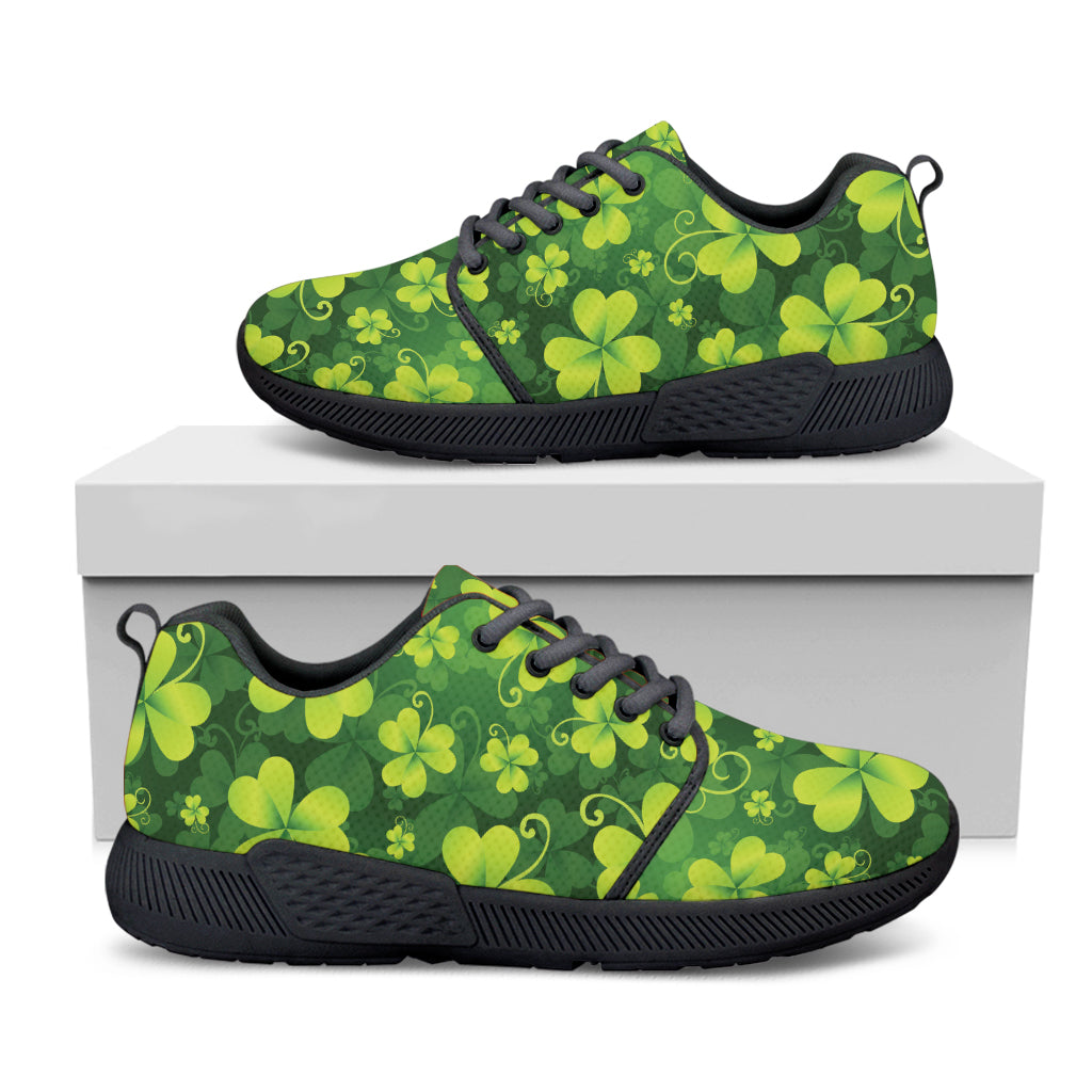 St. Patrick's Day Shamrock Pattern Print Black Athletic Shoes