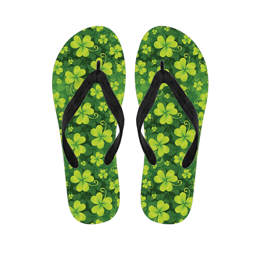 St. Patrick's Day Shamrock Pattern Print Flip Flops