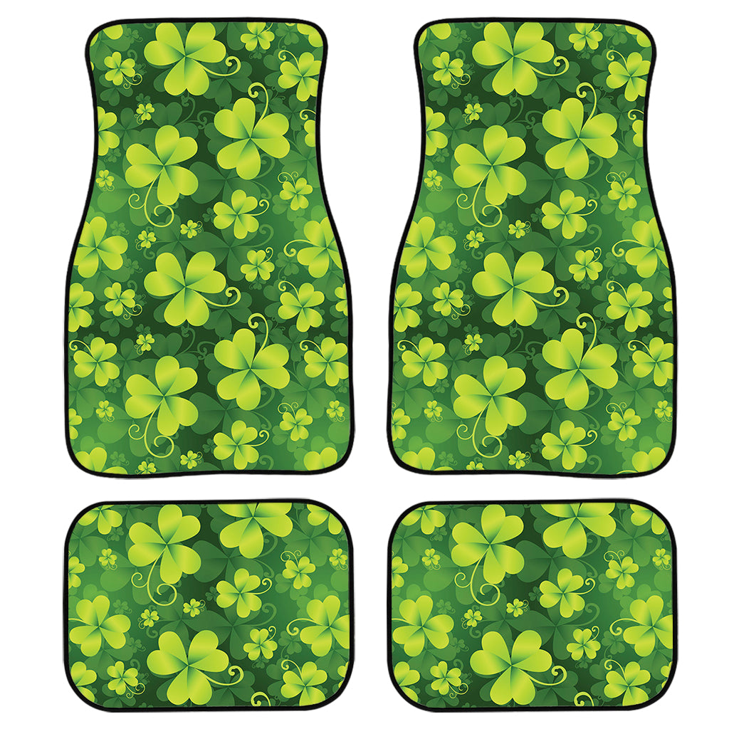 St. Patrick's Day Shamrock Pattern Print Front and Back Car Floor Mats