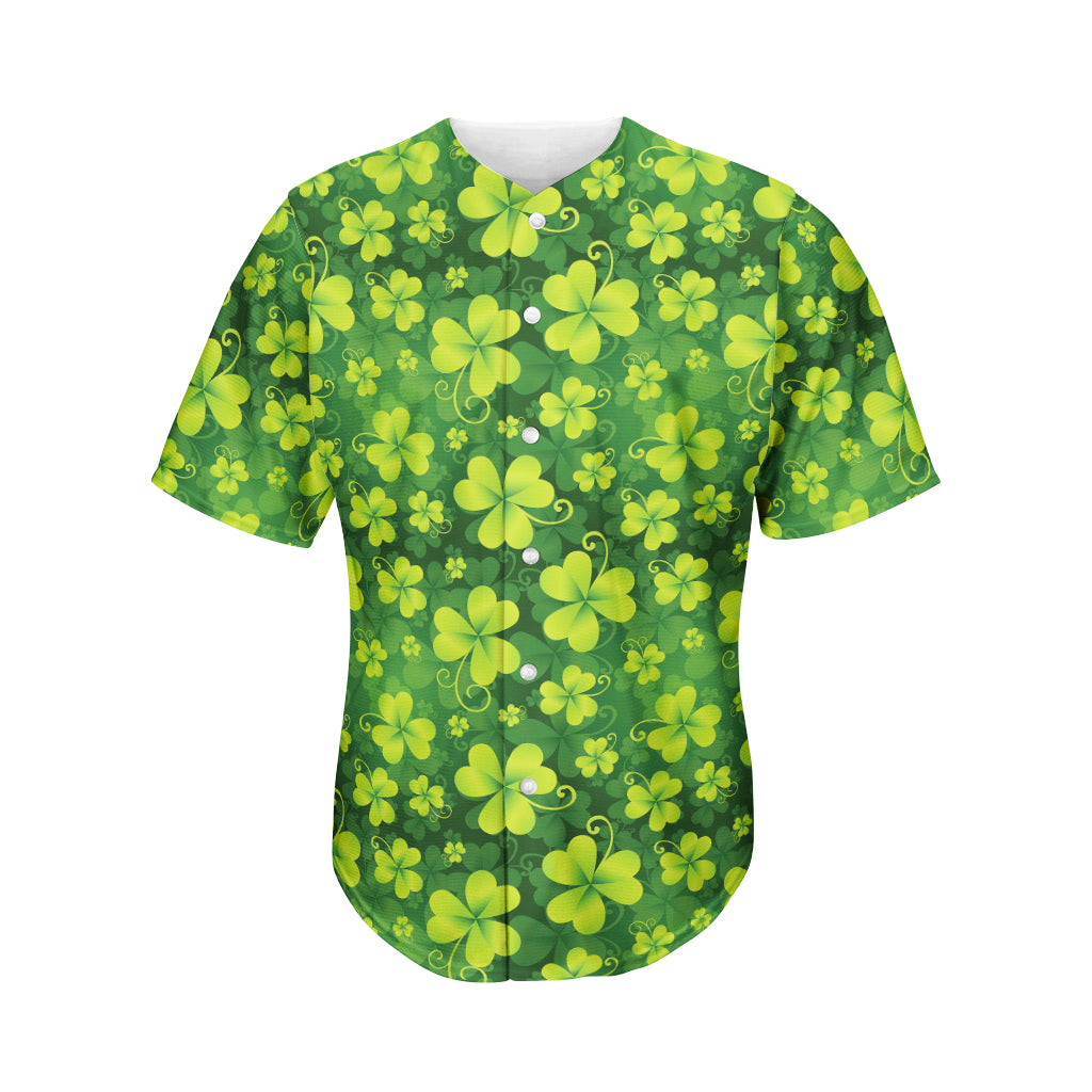 St. Patrick's Day Shamrock Pattern Print Men's Baseball Jersey