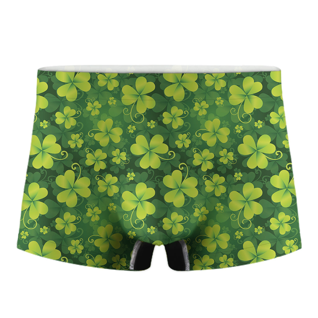 St. Patrick's Day Shamrock Pattern Print Men's Boxer Briefs