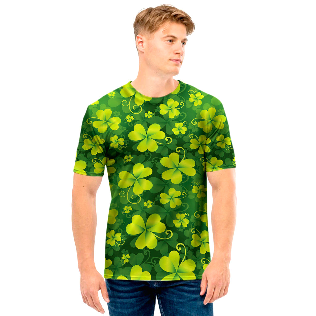 St. Patrick's Day Shamrock Pattern Print Men's T-Shirt