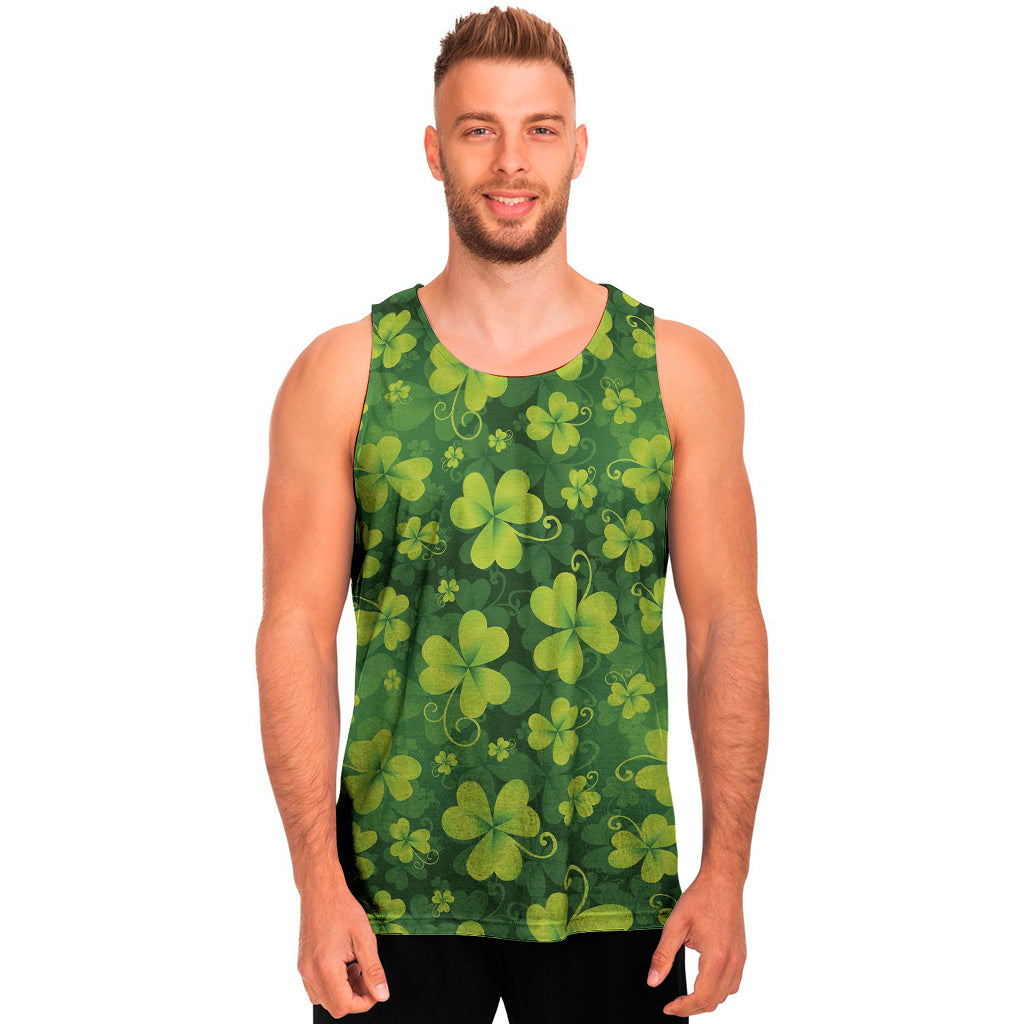 St. Patrick's Day Shamrock Pattern Print Men's Tank Top