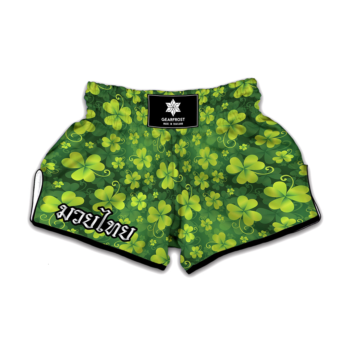 St. Patrick's Day Shamrock Pattern Print Muay Thai Boxing Shorts